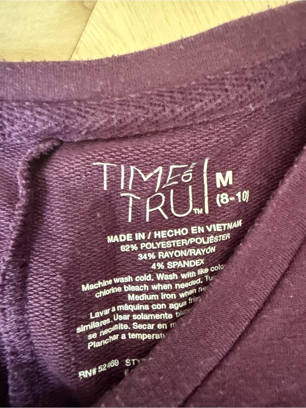Time and Tru Plum Short Sleeve V-Neck Mini Dress - Picture 2 of 3